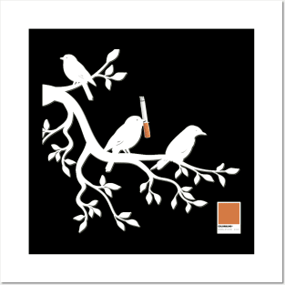 BIRD ORANGE - white full  by COLORBLIND WorldView Posters and Art